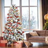 Albero di Natale innevato alto 2,10 m con base in metallo