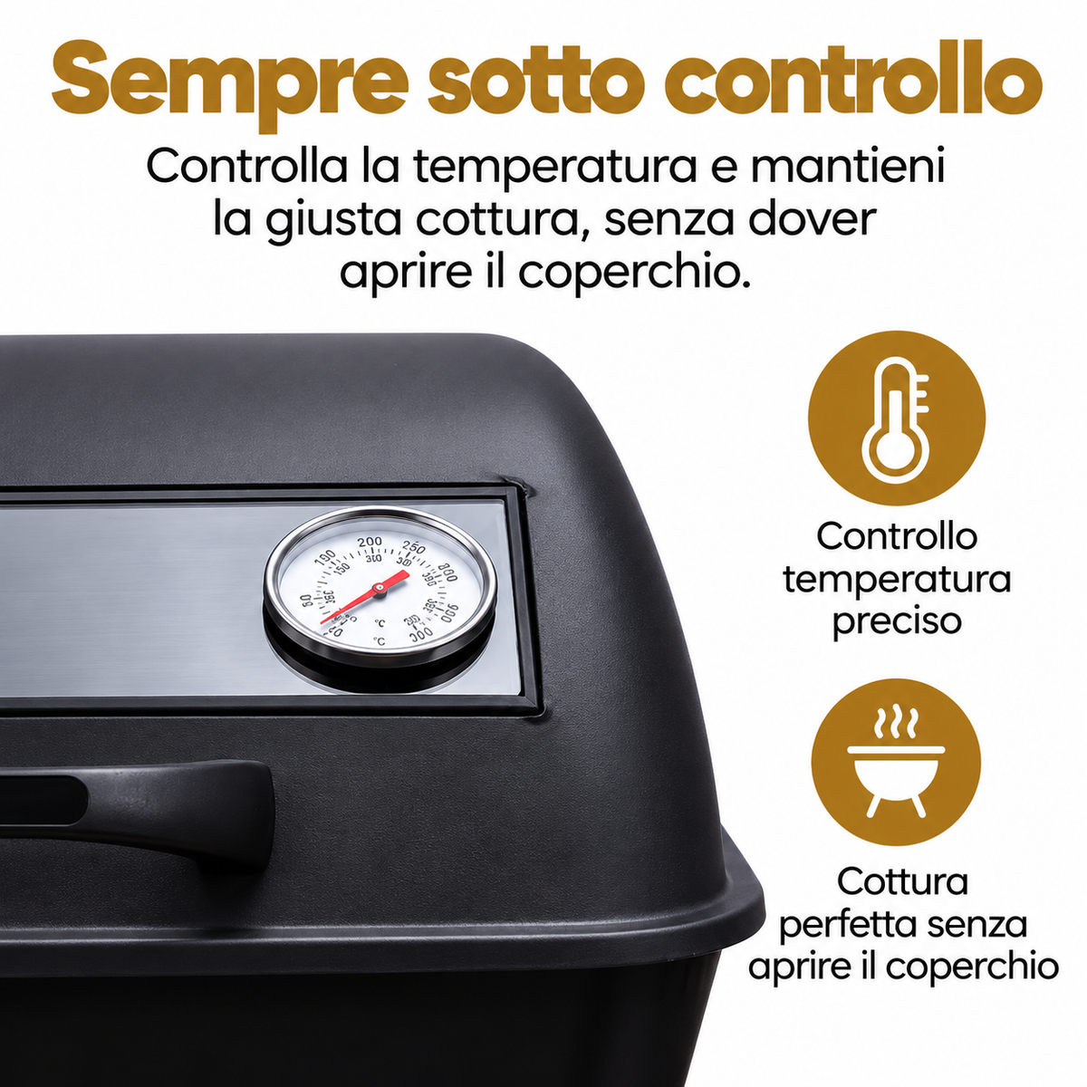 Barbecue a Gas Alora 2 Bruciatori Inox Fornello Laterale Termometro Ruote