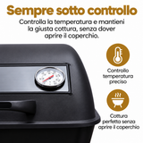 Barbecue a Gas Alora 2 Bruciatori Inox Fornello Laterale Termometro Ruote