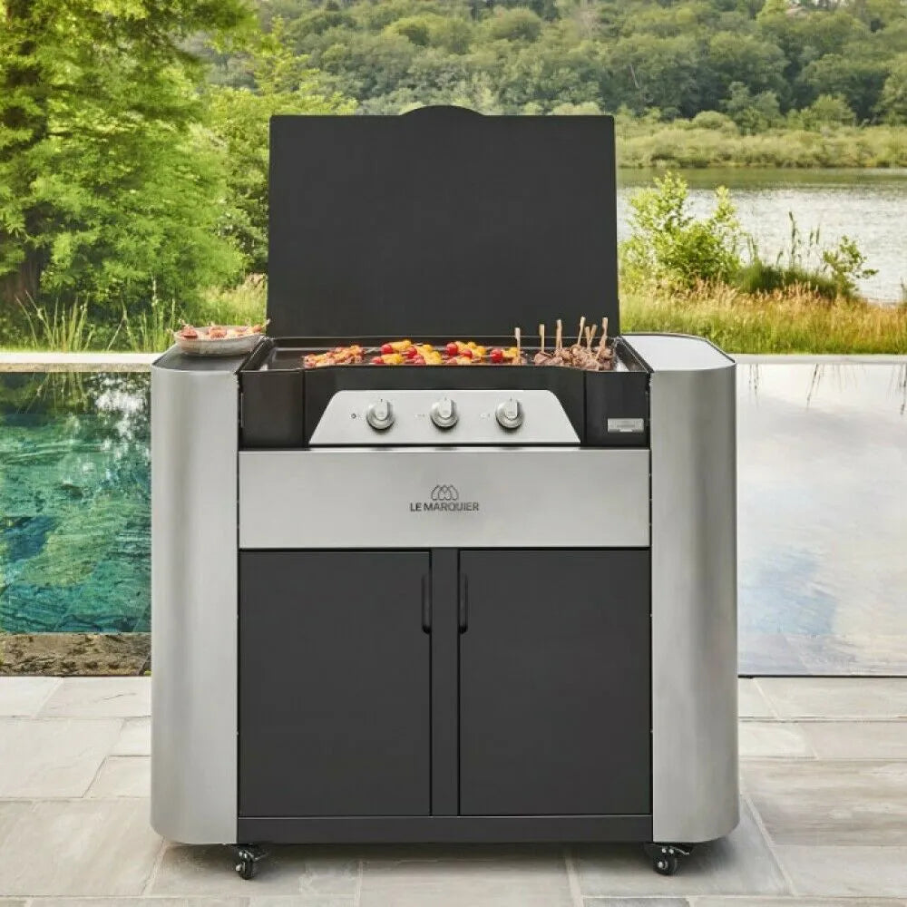 Le Marquier Exclusive 375 Barbecue a gas con mobiletto — Barbecue a Gas Inox/Nero