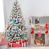 Albero di Natale innevato alto 2,10 m con base in metallo