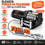 Treuil de voiture jeep Parauti - Treuil de remorquage avec télécommande 12 V 1361 KG - câble en acier de 13,5 m