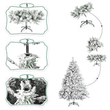 Albero di Natale innevato alto 2,10 m con base in metallo