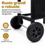 Barbecue a Gas Alora 2 Bruciatori Inox Fornello Laterale Termometro Ruote