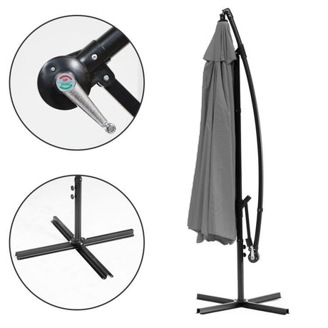 Ombrellone da Giardino 3MT Grigio con Braccio Laterale