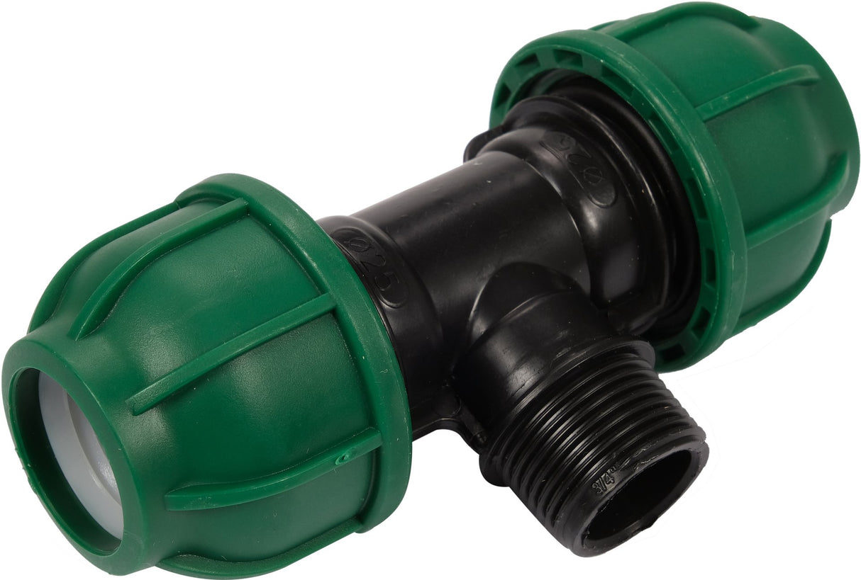 Raccordo a T per Tubi PE 25 mm x 3/4" x 25 mm – Attacco Maschio Centrale ET, Polipropilene 10 BAR FLO