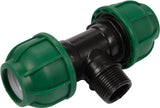 Raccordo a T per Tubi PE 25 mm x 3/4" x 25 mm – Attacco Maschio Centrale ET, Polipropilene 10 BAR FLO