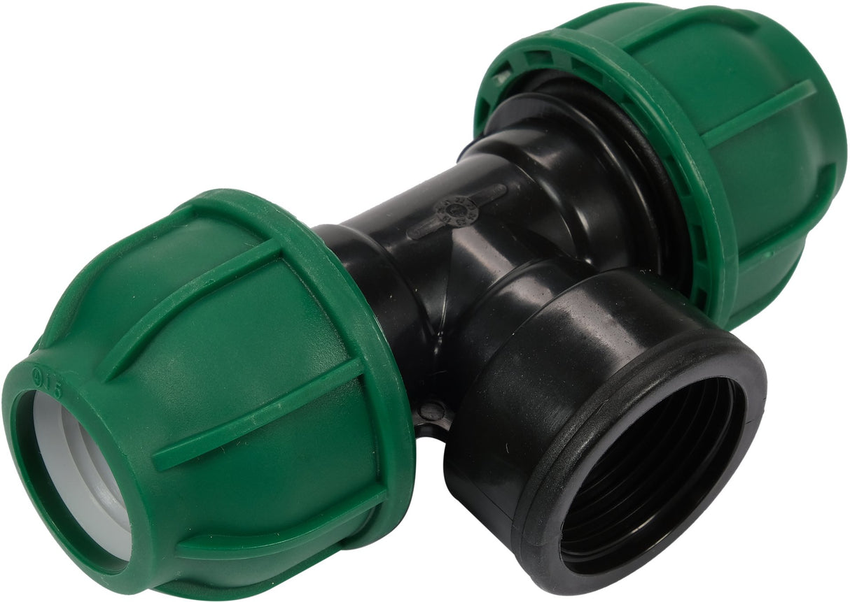Raccordo a T per Tubi PE 25 mm x 1" x 25 mm – Attacco Centrale Femmina IT, Polipropilene 10 BAR FLO