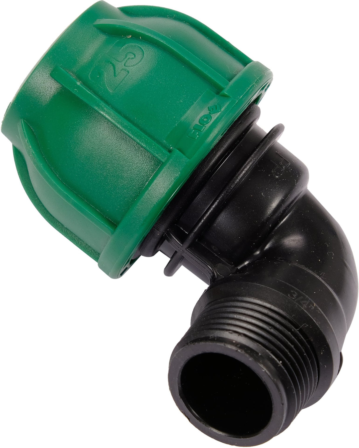 Gomito 90° per Tubi PE 25 mm x 3/4" GZ – Raccordo Maschio a Compressione, Polipropilene 10 BAR FLO