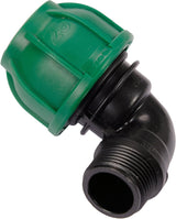 Gomito 90° per Tubi PE 25 mm x 3/4" GZ – Raccordo Maschio a Compressione, Polipropilene 10 BAR FLO