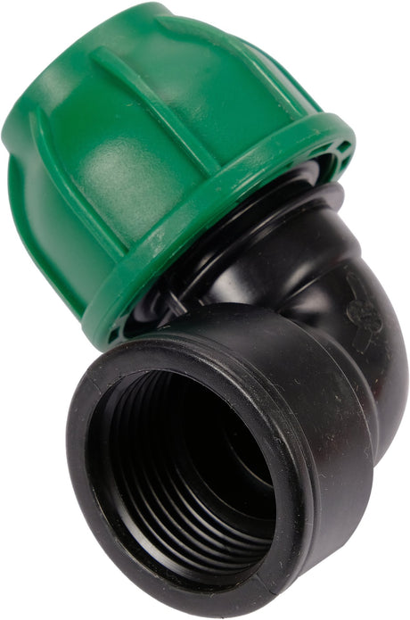 Gomito 90° per Tubi PE 25 mm x 1" GW – Raccordo Femmina a Compressione, Polipropilene 10 BAR FLO