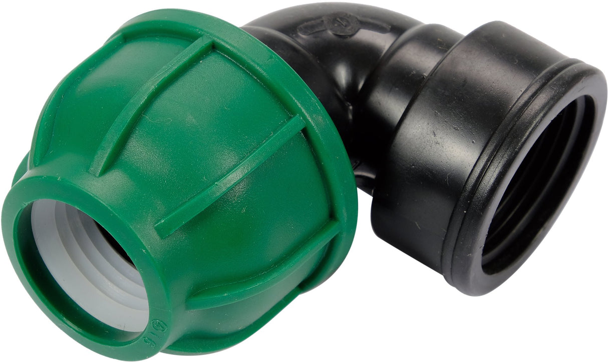 Gomito 90° per Tubi PE 25 mm x 1" GW – Raccordo Femmina a Compressione, Polipropilene 10 BAR FLO