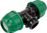 Raccordo a T per Tubi PE 32 mm x 3/4" x 32 mm – Attacco Centrale Femmina GW, Polipropilene 10 BAR FLO