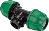 Raccordo a T per Tubi PE 32 mm x 3/4" x 32 mm – Attacco Centrale Femmina GW, Polipropilene 10 BAR FLO