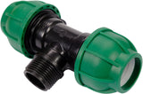 Raccordo a T per Tubi PE 32 mm x 1" x 32 mm – Attacco Centrale Maschio GZ, Polipropilene 10 BAR FLO