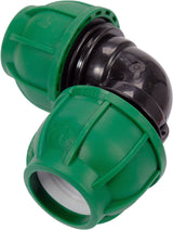 Adattatore a Gomito 90° per Tubi PE 32x32 mm – A Compressione, Polipropilene 10 BAR FLO