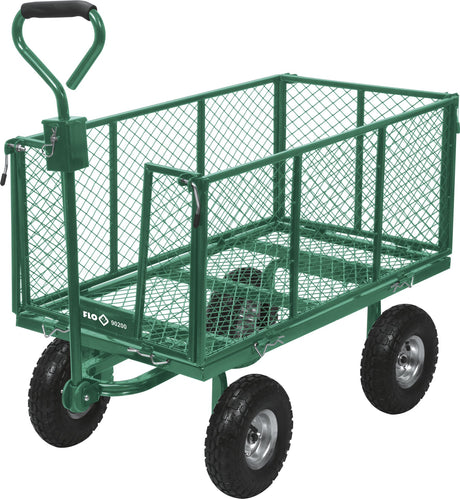 Carrello da Giardino con Ruote Pneumatiche e Sponde Apribili 300 kg Vorrel