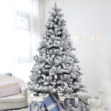 Albero di Natale innevato alto 2,10 m con base in metallo