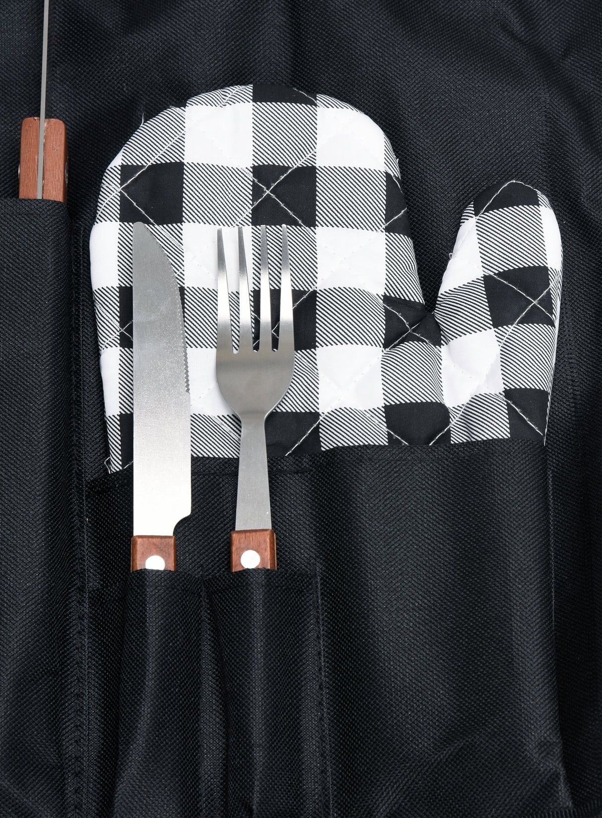 Grembiule barbecue con utensili 8 pezzi in acciaio inox set griglia