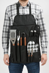 Grembiule barbecue con utensili 8 pezzi in acciaio inox set griglia