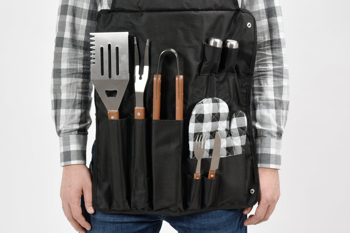 Grembiule barbecue con utensili 8 pezzi in acciaio inox set griglia