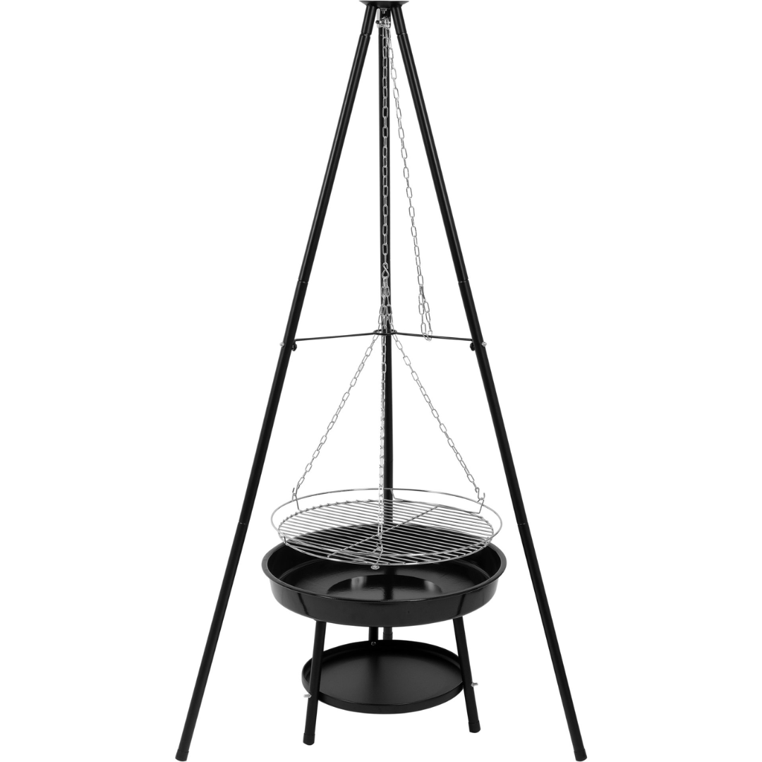 Griglia Appesa su Treppiede 46 cm Lund a Carbone in Acciaio Regolabile con Catena