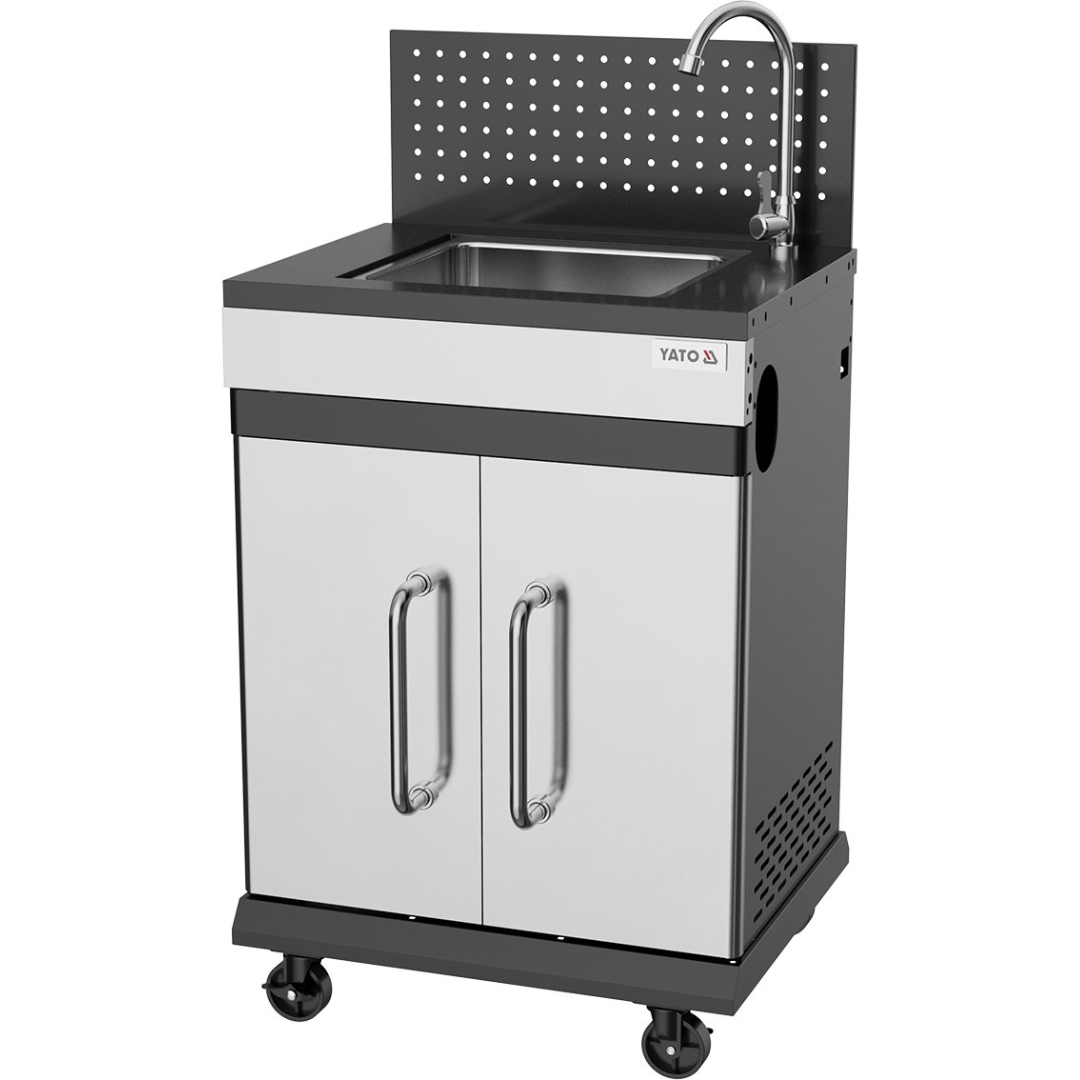 Mobiletto Modulare per Barbecue a Gas con Lavello e Rubinetto su Ruote