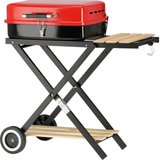 Barbecue a Carbone Pieghevole Con Ripiani Laterali e Griglia Cromata 45×33,5 cm