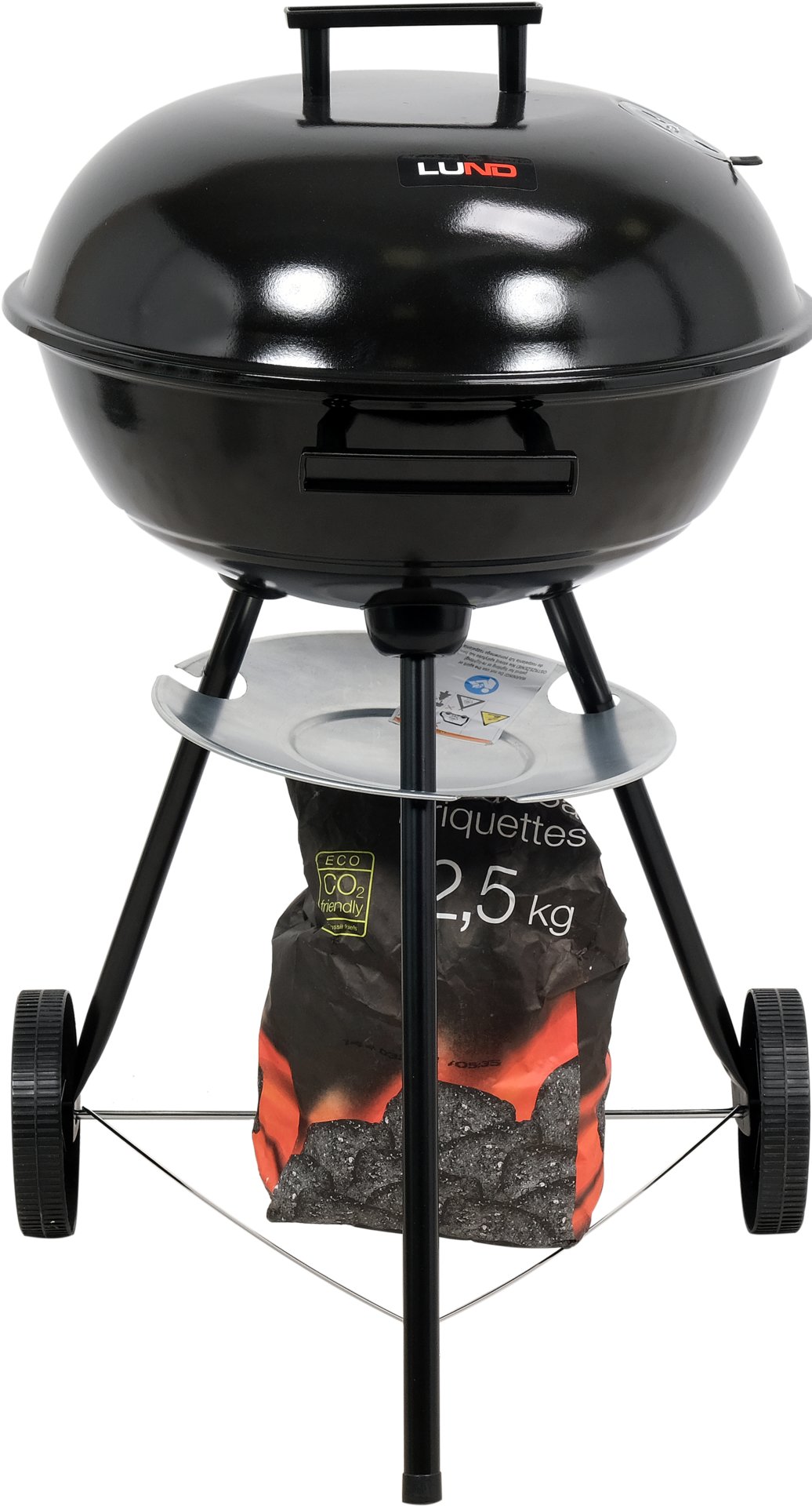 Barbecue a Carbone Rotondo 41 cm Lund con Coperchio Smaltato