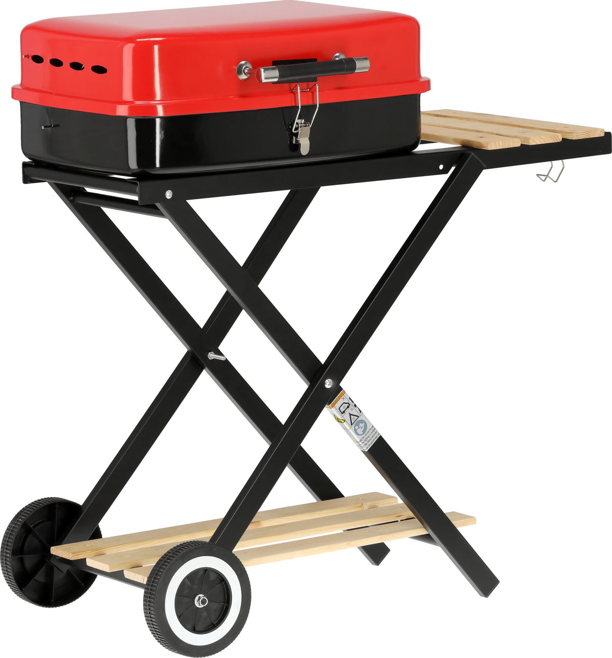 Barbecue a Carbone Pieghevole Con Ripiani Laterali e Griglia Cromata 45×33,5 cm