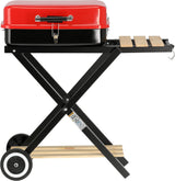 Barbecue a Carbone Pieghevole Con Ripiani Laterali e Griglia Cromata 45×33,5 cm