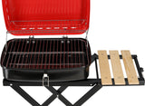 Barbecue a Carbone Pieghevole Con Ripiani Laterali e Griglia Cromata 45×33,5 cm