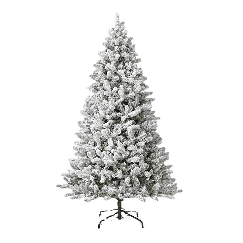 Albero di Natale innevato alto 2,10 m con base in metallo