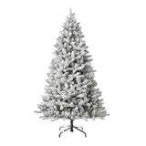 Albero di Natale innevato alto 2,10 m con base in metallo