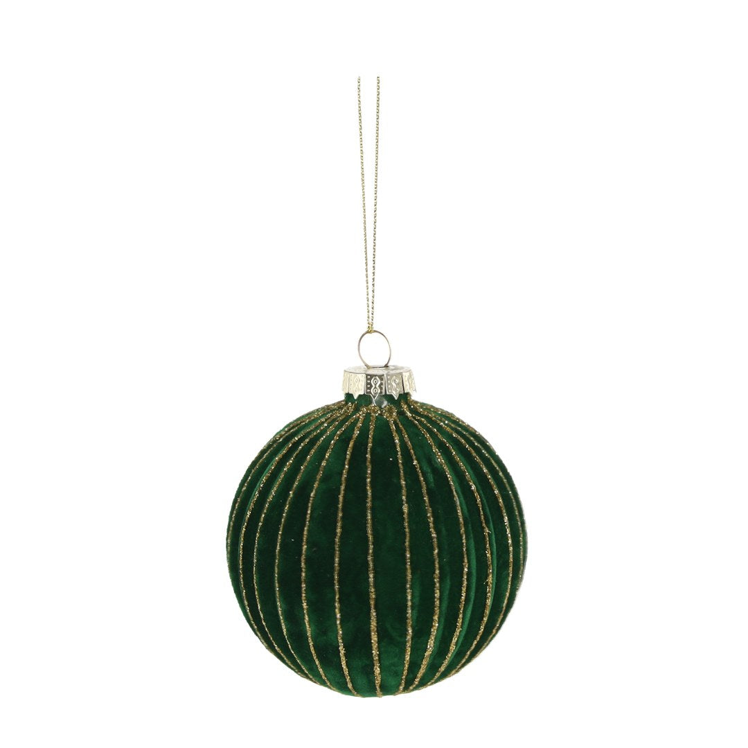 Pallina di Natale in Vetro Verde 8 cm