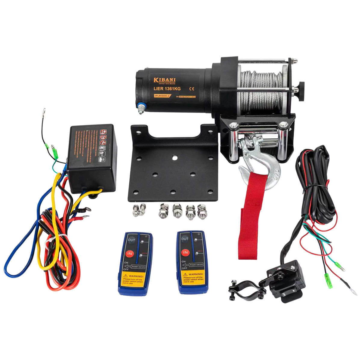 Treuil de voiture jeep Parauti - Treuil de remorquage avec télécommande 12 V 1361 KG - câble en acier de 13,5 m