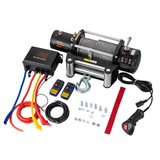 Verricello Elettrico Kibani 12V 5897kg Cavo Acciaio 26m Radiocomando 4,8kW