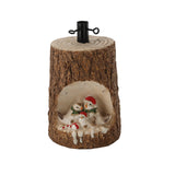 Base Decorativa per Albero di Natale Uccellini nel Tronco con LED