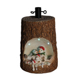 Base Decorativa per Albero di Natale Uccellini nel Tronco con LED