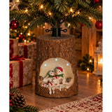 Base Decorativa per Albero di Natale Uccellini nel Tronco con LED