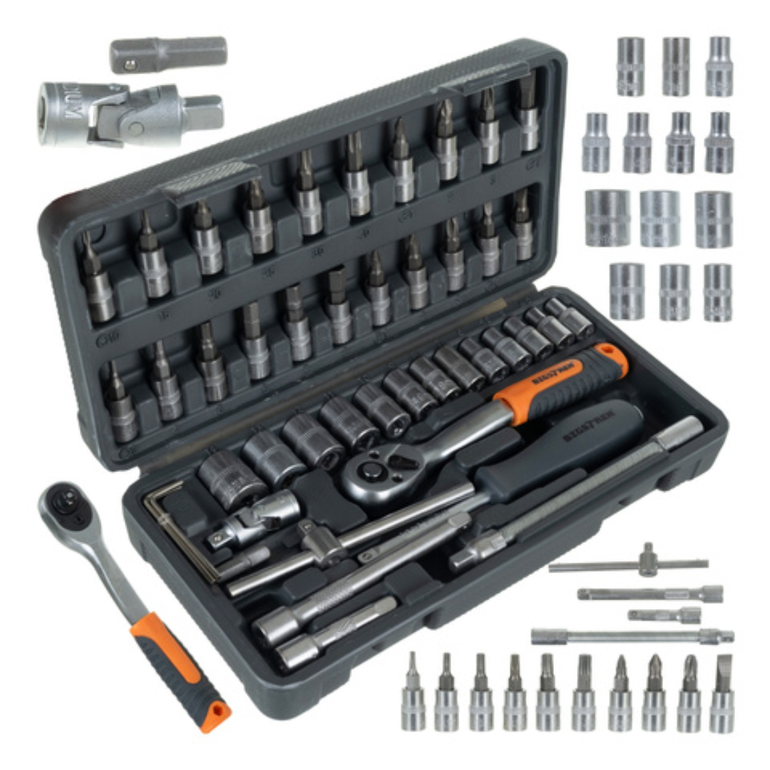 Set 46 pezzi chiavi a bussola con cricchetto 1/4 Pollici 72T – acciaio CrV, valigetta inclusa
