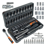 Set 46 pezzi chiavi a bussola con cricchetto 1/4 Pollici 72T – acciaio CrV, valigetta inclusa