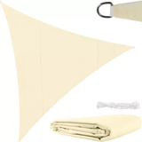 Vela ombreggiante triangolare 4×4×4 m – poliestere 180 g/m², beige, anelli in acciaio inox