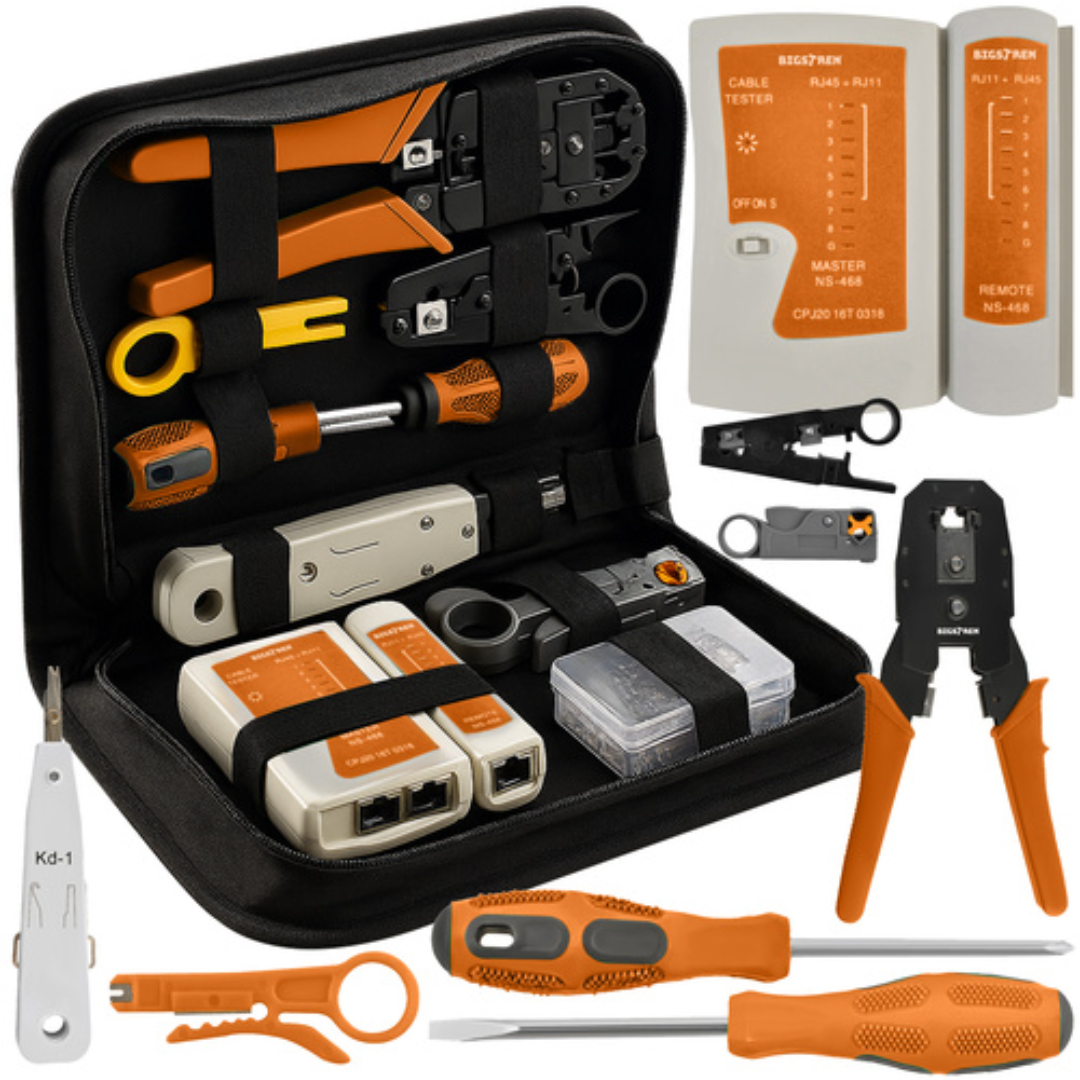 Set tester e crimpatrice di rete RJ45/RJ11 XXL – con valigetta, 10 connettori inclusi