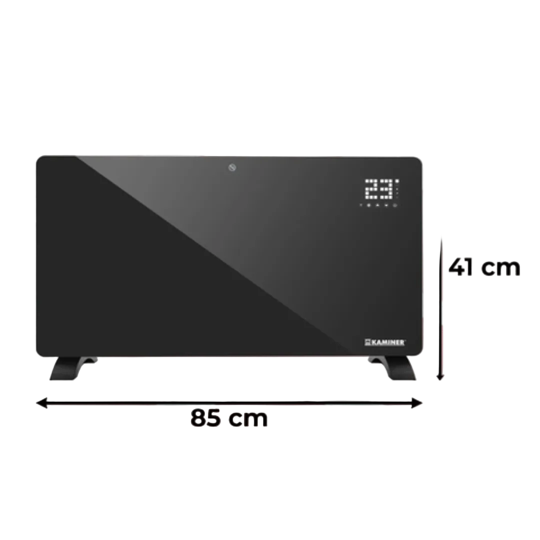 Termoventilatore elettrico in vetro 2500W WiFi + telecomando – X-SHAPE, timer settimanale