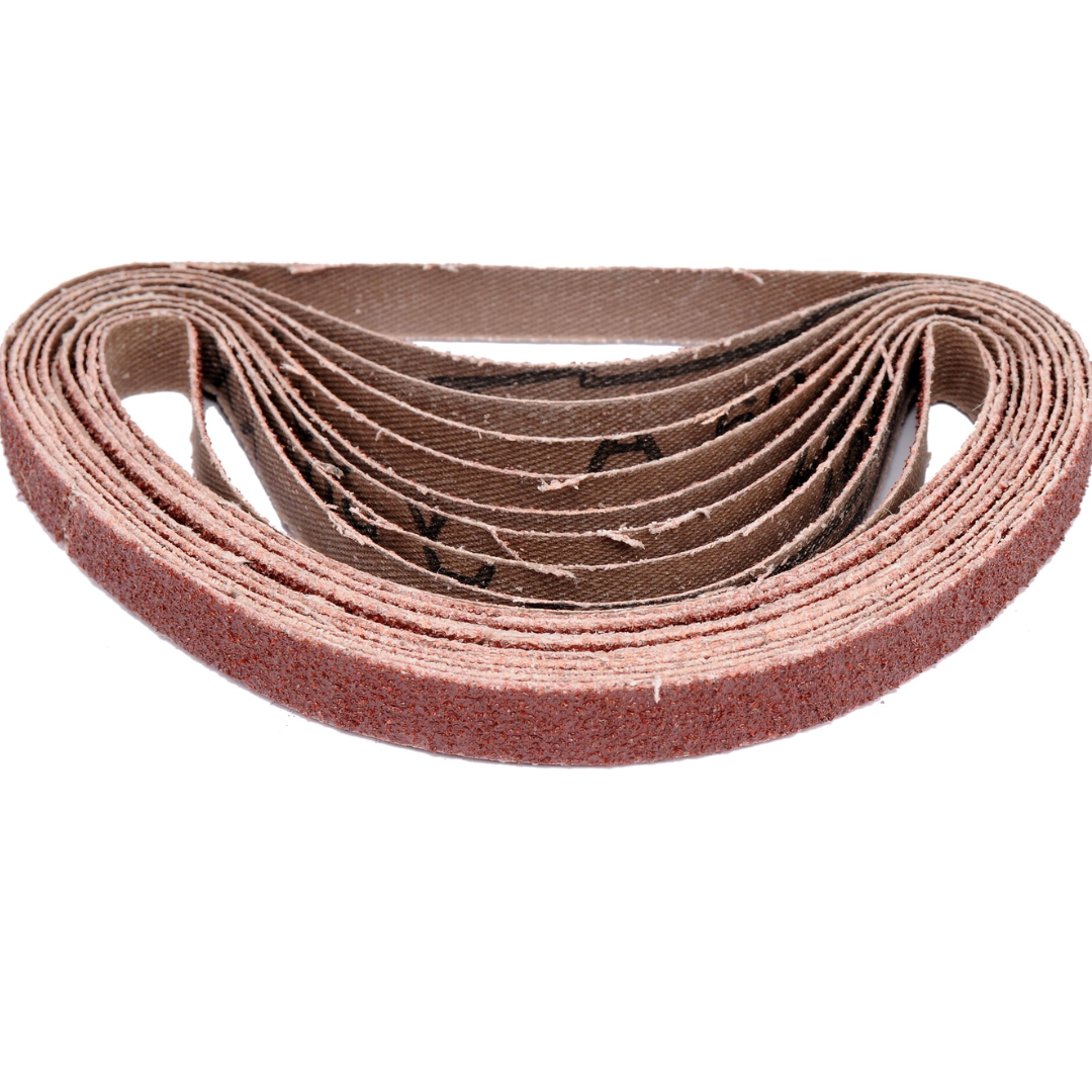 Nastro abrasivo P120 20×520 mm – ossido di alluminio, confezione da 10 pezzi