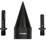 Set 3 punte spacca-legna Ø 45 mm – attacco SDS-Plus / esagonale a 3 piatti, acciaio carbonio brunito