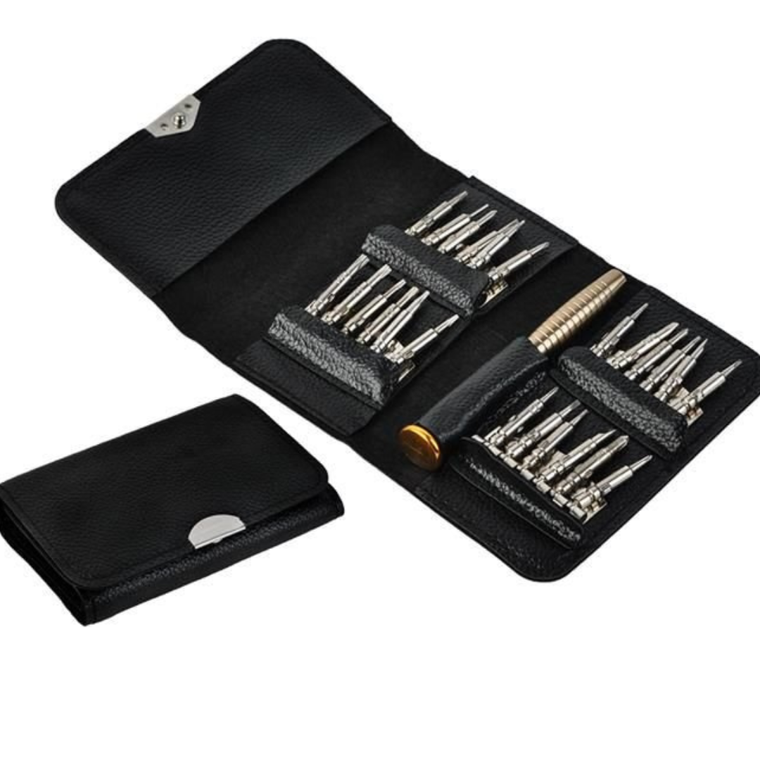 Set cacciaviti di precisione 25 in 1 – acciaio CrV, custodia in ecopelle con chiusura magnetica