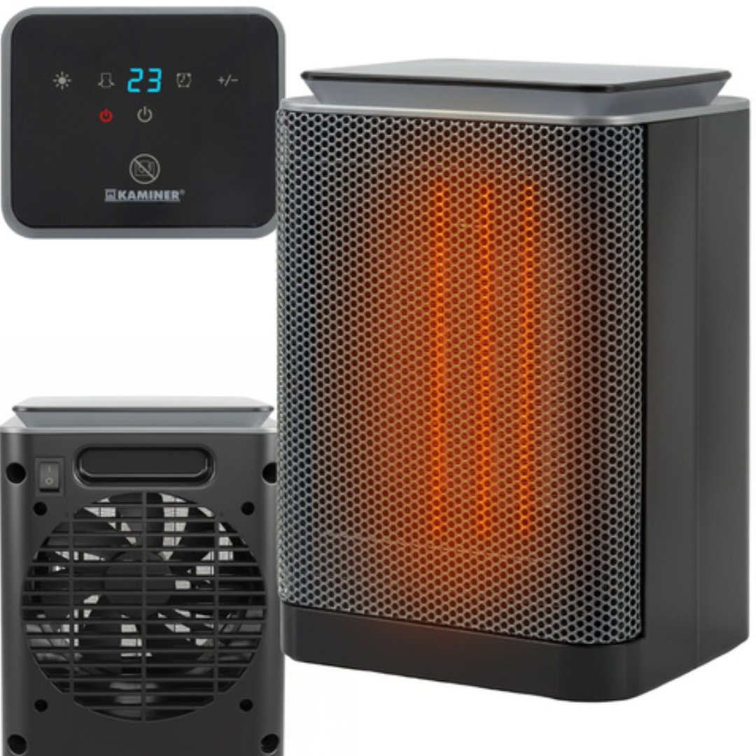 Termoventilatore ceramico verticale 1500W con display LED, timer 24h e oscillazione