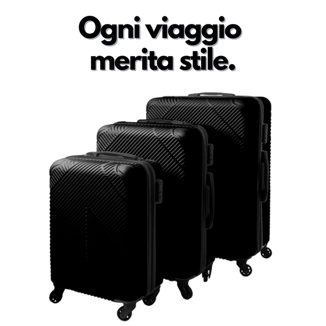 Set di valigie nere TRIZAND con ruote stabili per ogni viaggio - Brico Bello